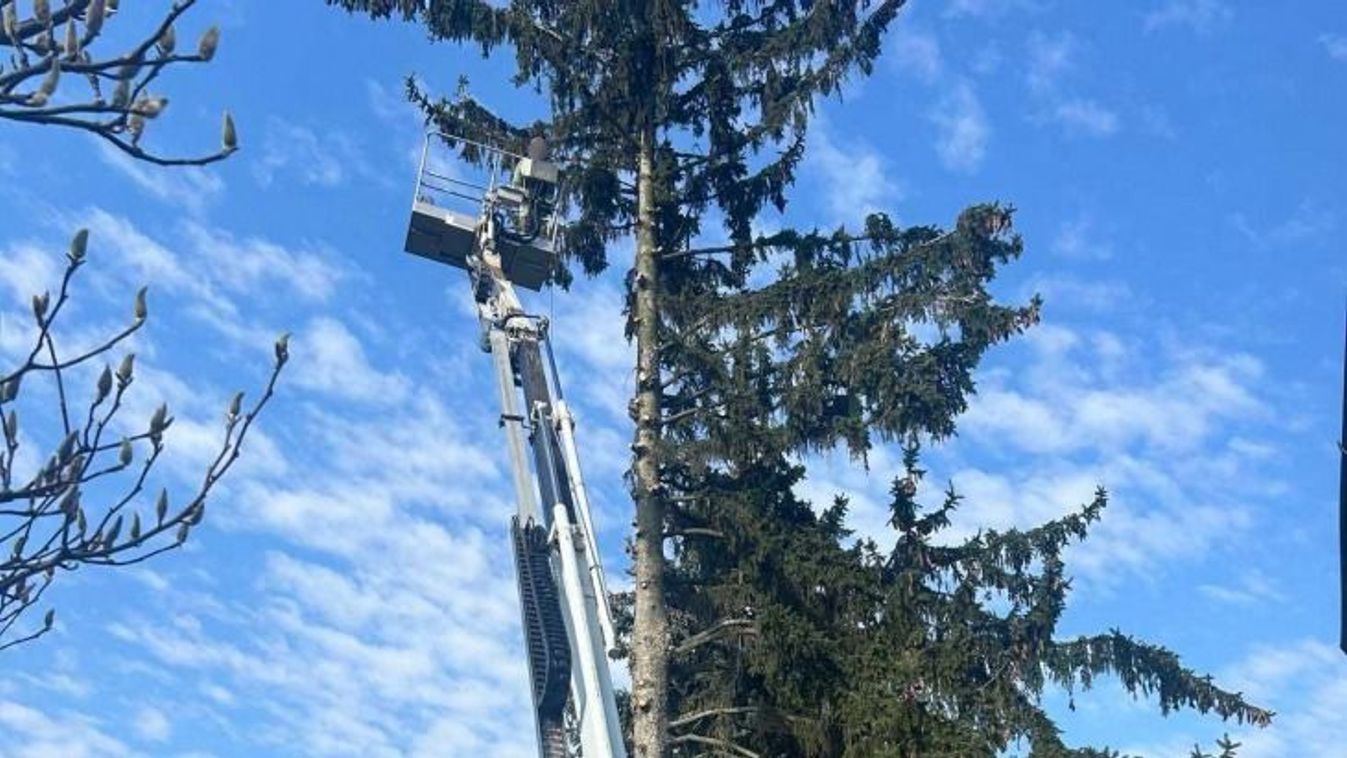 Emelőkosárban ragadt egy férfi Nyíregyházán