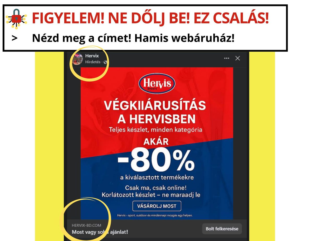 Hervis nevét használják fel a csalók